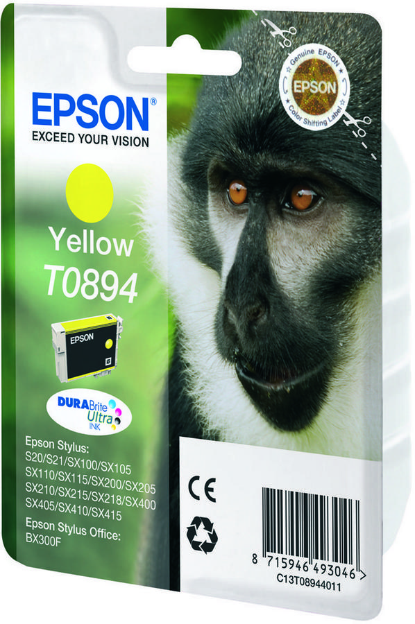 Cartouche d'encre Epson Singe C13T08944010 - DuraBrite - ultra jaune - l'unité