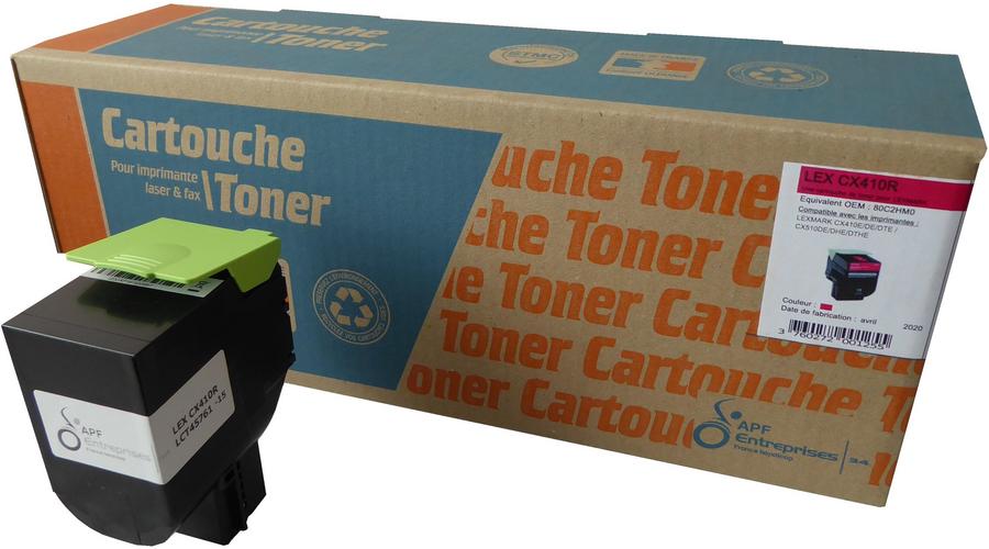 Toner laser compatible remanufacturé Lexmark 80C20M0 magenta - l'unité