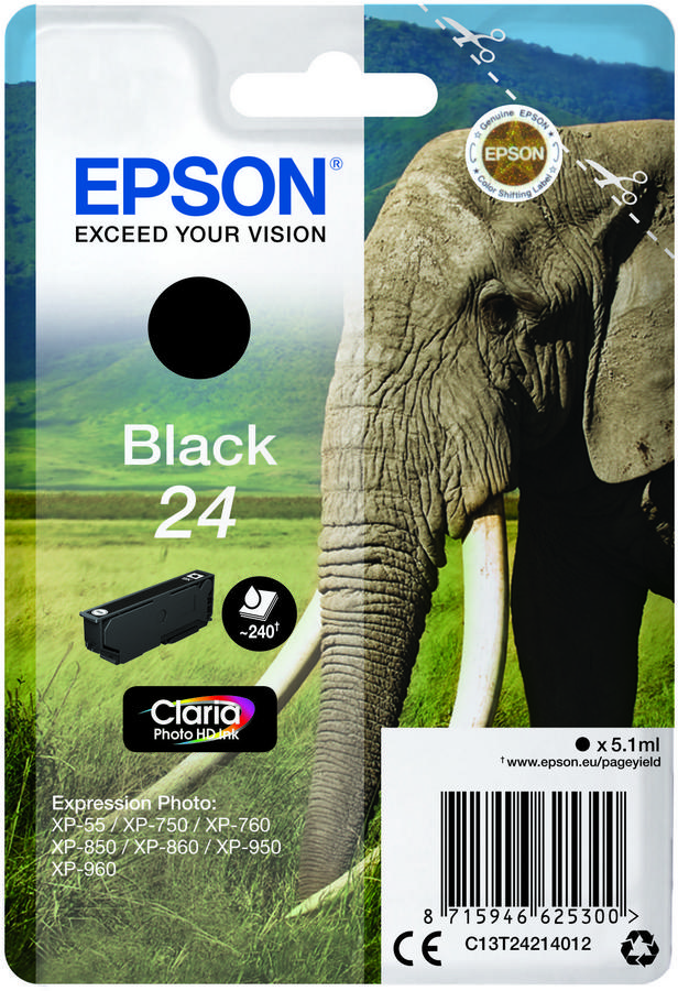 Cartouche d'encre Epson 24 - C13T24214012 - noir - l'unité
