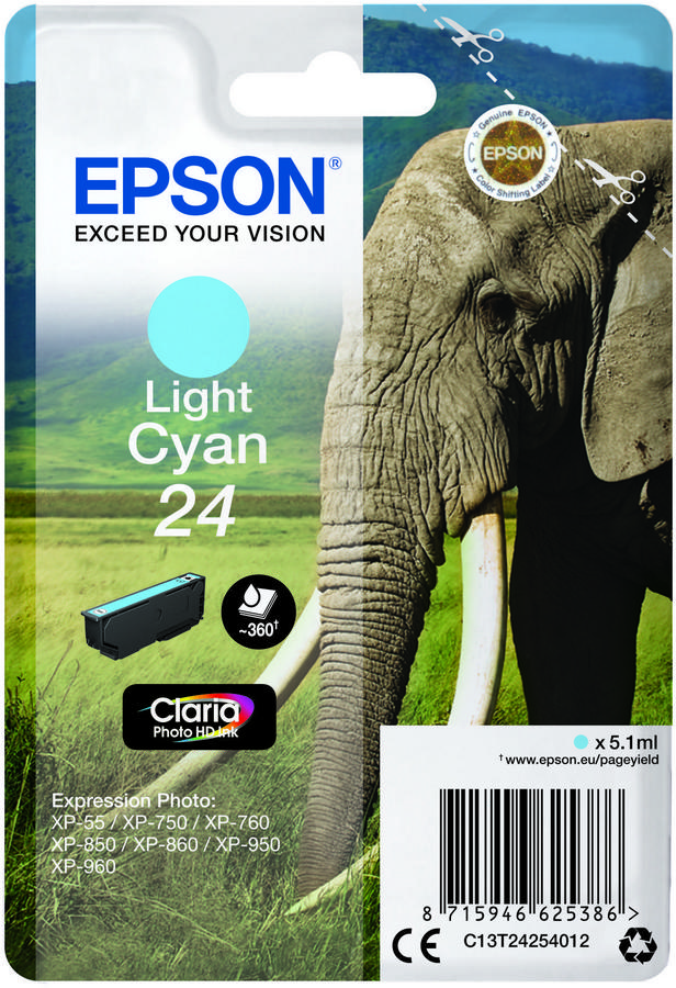Cartouche d'encre Epson 24 - C13T24254012 - cyan clair - l'unité