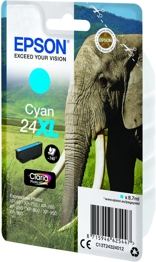 Cartouche d'encre Epson 24XL -C13T24324012 - cyan - l'unité