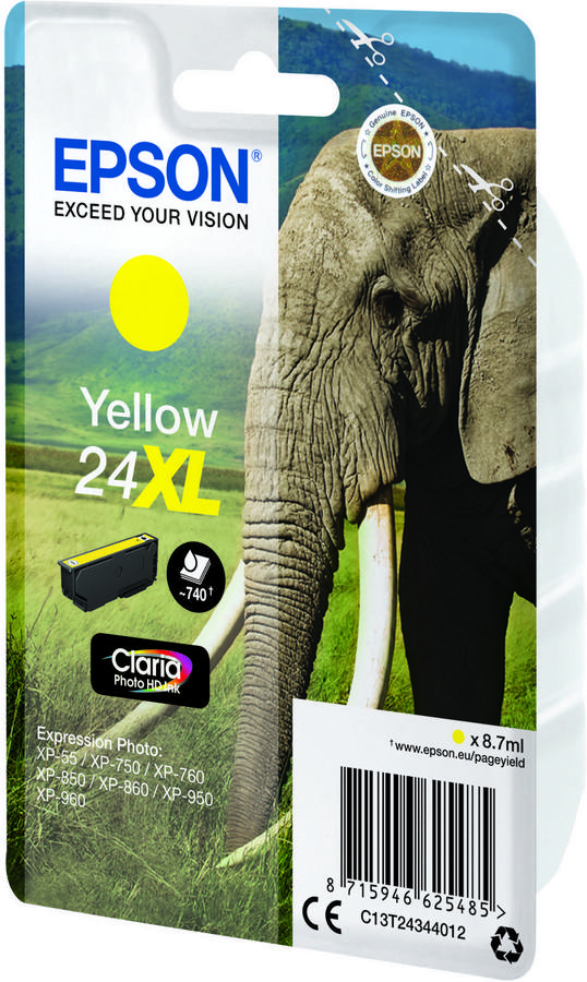 Cartouche d'encre Epson 24XL - C13T24344012 - jaune - l'unité