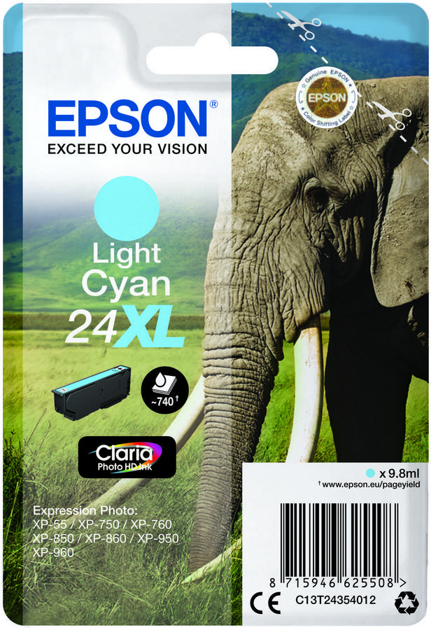 Cartouche d'encre Epson 24XL - C13T24354012 - cyan clair - l'unité