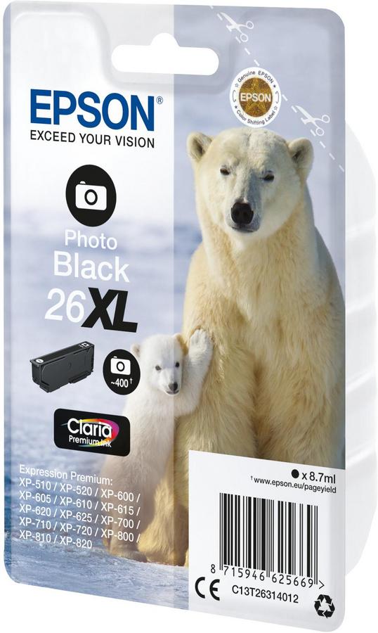 Cartouche d'encre Epson Ours Polaire C13T26314012 - Claria Premium XL - noir photo - l'unité