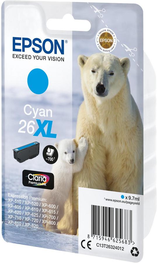 Cartouche d'encre Epson Ours Polaire C13T26324012 - Claria Premium XL - cyan - l'unité