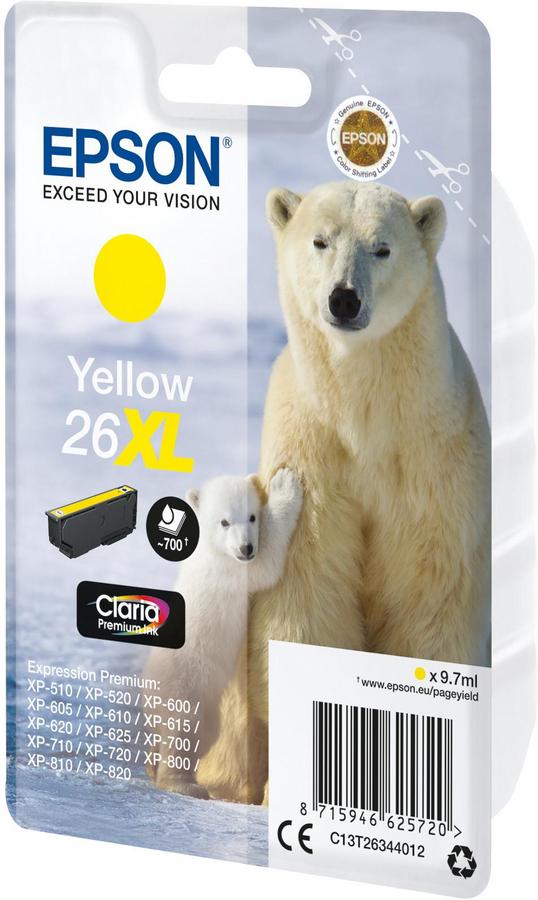 Cartouche d'encre Epson Ours Polaire C13T26344012 - Claria Premium XL - jaune - l'unité