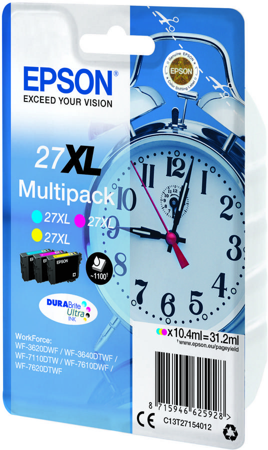 Cartouche d'encre Epson Multipack Réveil - 27XL - C13T27154012 - 3 couleurs - le pack