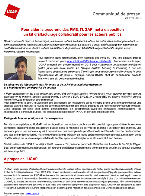 Communiqué de presse Kit d’affacturage collaboratif pour les acteurs publics