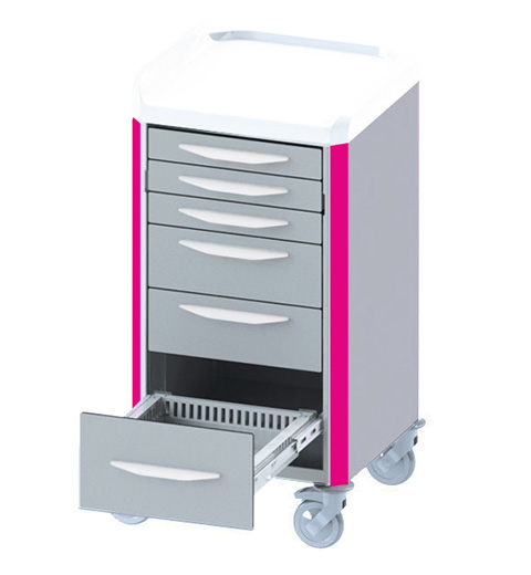 Chariot de soins 400 x 400 à tiroirs télescopiques - Je commande