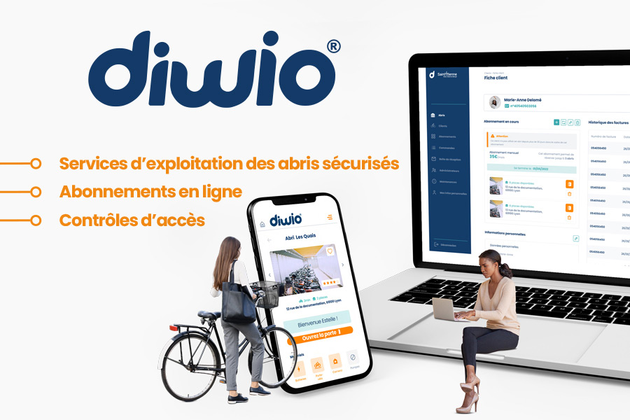 Diwio® : Services d'exploitation des abris sécurisés, abonnements en ligne, contrôle d'accès