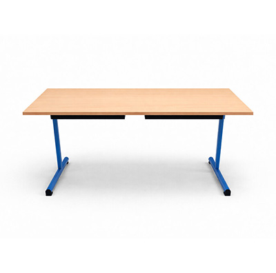 Table 130 x 50 cm - mobilier réemployé Taille 6- Plateau mélaminé Hêtre -piétement bleu - Lot de 10