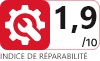 Logo indice de réparabilité rouge 1.9 sur 10